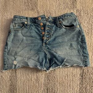 Universal Thread Button-Fly Distressed Denim Shorts - Blue